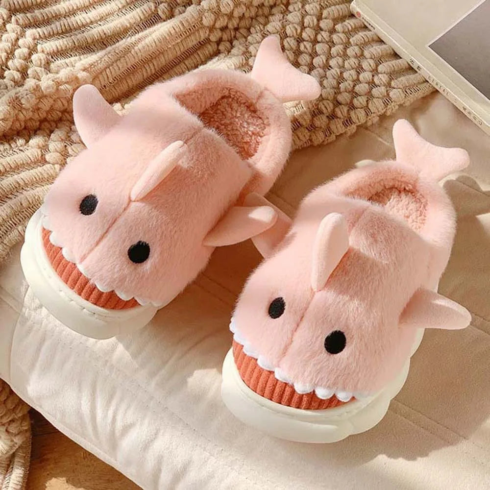 Cloudy Sharks Slipper Shark Plush Slippers Winter Shoes Plush Slides Loafers Winter Fluffy Slippers Soft Animals