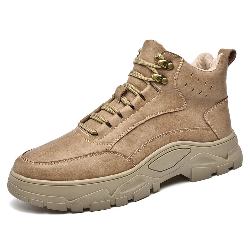 New 2025 Handmade Leather Boots Men Casual Shoes botas Design Sneakers Man Comfortable Leather Shoes Men Ankle Boots Outdoor