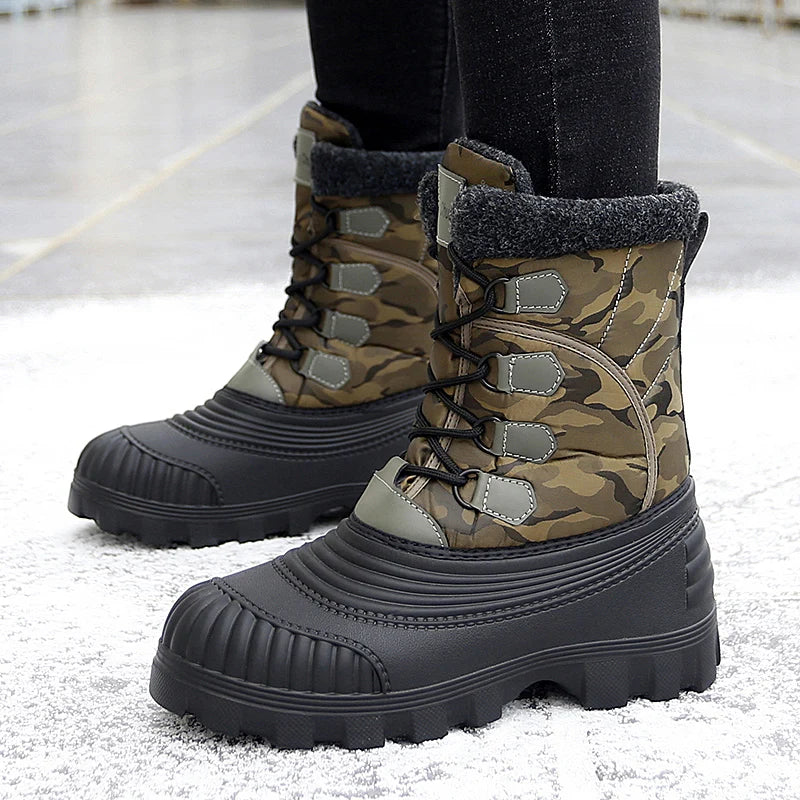 Men’s Heavy-Duty Winter Footwear, Labor Day Camping, Waterproof Faux Fur, Skiing Ready, Comfortable for Hiking