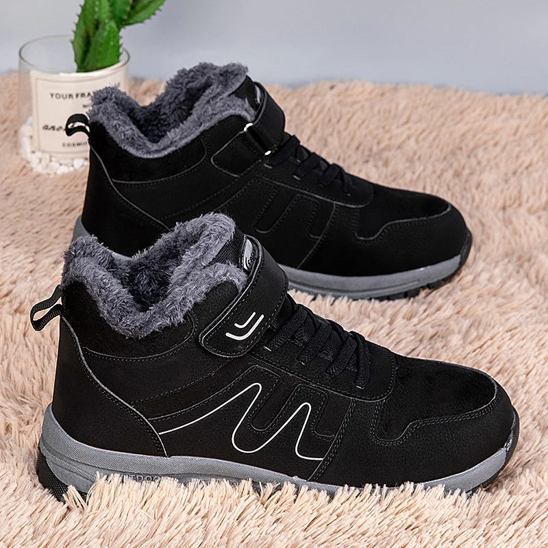 YRZL Men's Warm Shoes Thermal Waterproof Anti Slip Winter Hiking Boots Mens Outdoor Boots Comfortable Non Slip Sports Footwear