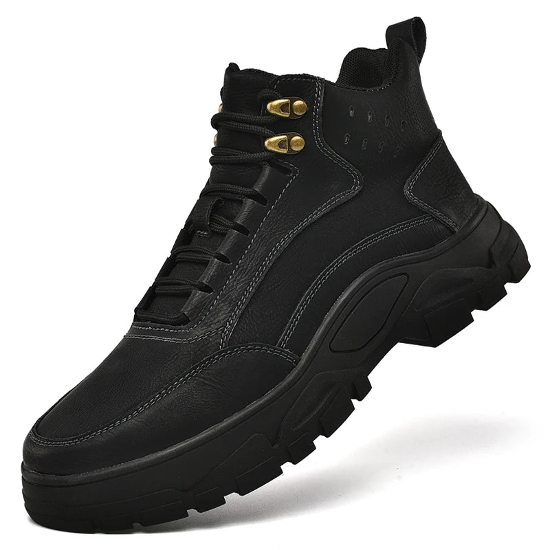 New 2025 Handmade Leather Boots Men Casual Shoes botas Design Sneakers Man Comfortable Leather Shoes Men Ankle Boots Outdoor