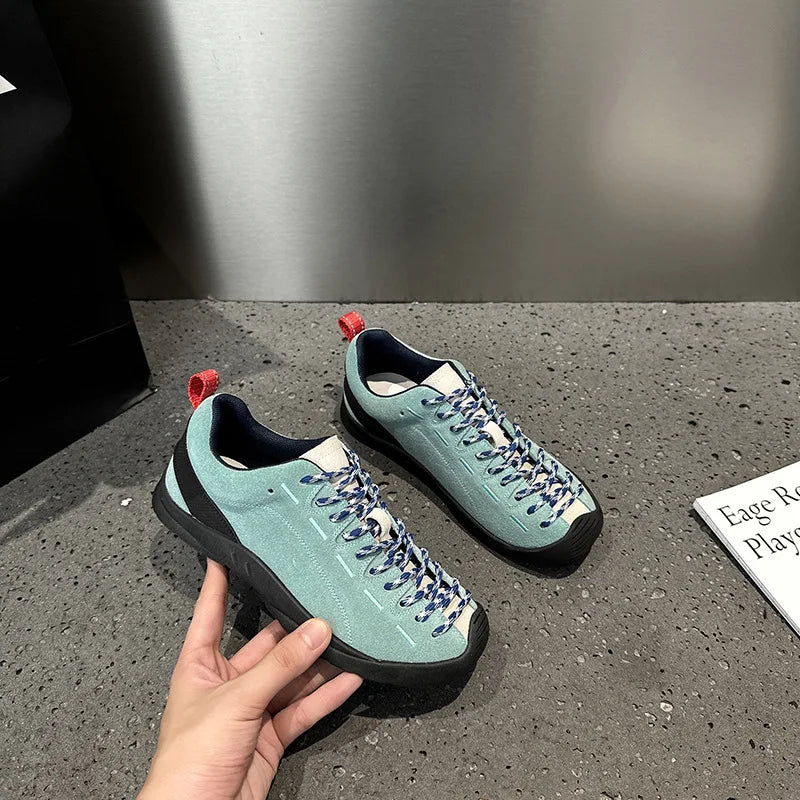 Autumn New Leather Hiking Shoes Women's Non-slip Ugly Cute Outdoor Platform Sports Casual Tooling Sneakers Lace-up