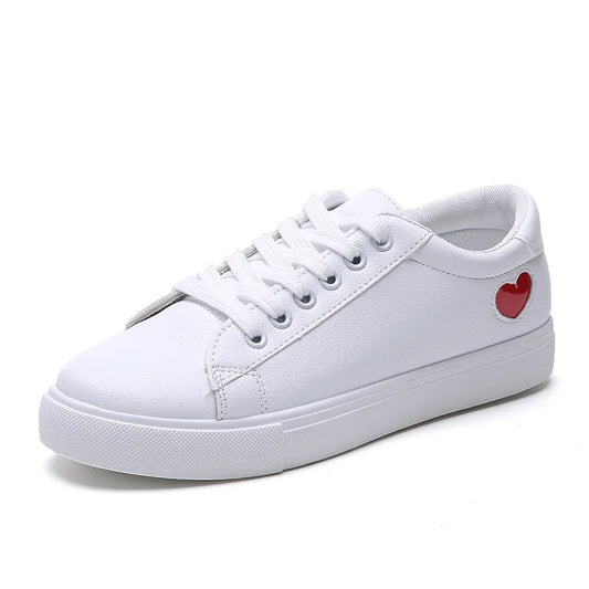 Women Sneakers Fashion Breathble Vulcanized Shoes Pu Leather Platform Shoes White Lace Up Casual Tenis Shoes Zapatos Mujer