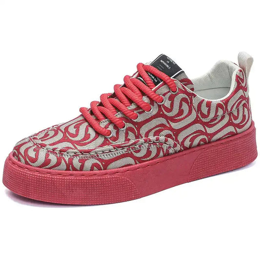 Thick Heeled Non-slip Sole Women's Red Casual Sneakers Fitness Shoes Ladies Sport Cute Footwear Outside Industrial Sewing