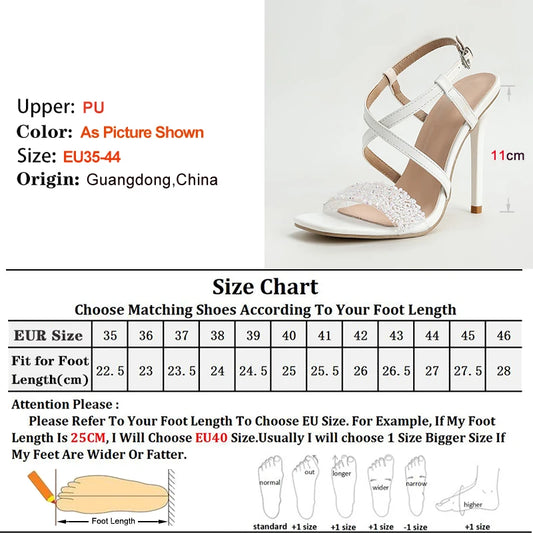 2025 New 11cm Super High Heel Elegant Women's Sandals Fashion Cross Tied Thin Heel Peep Toe Sandals Temperament White Lady Shoes
