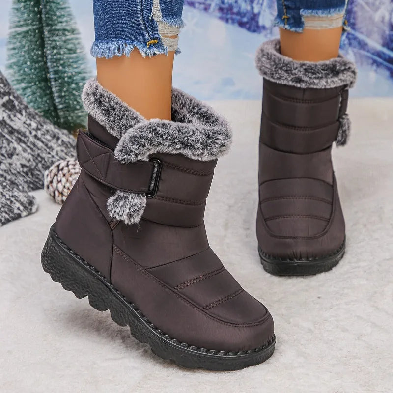 2025  Women's Snow Boots Large Size Cotton Fleece Lined Thick Long Tube Cold Resistant Warm Boots Shoe Female Footwear