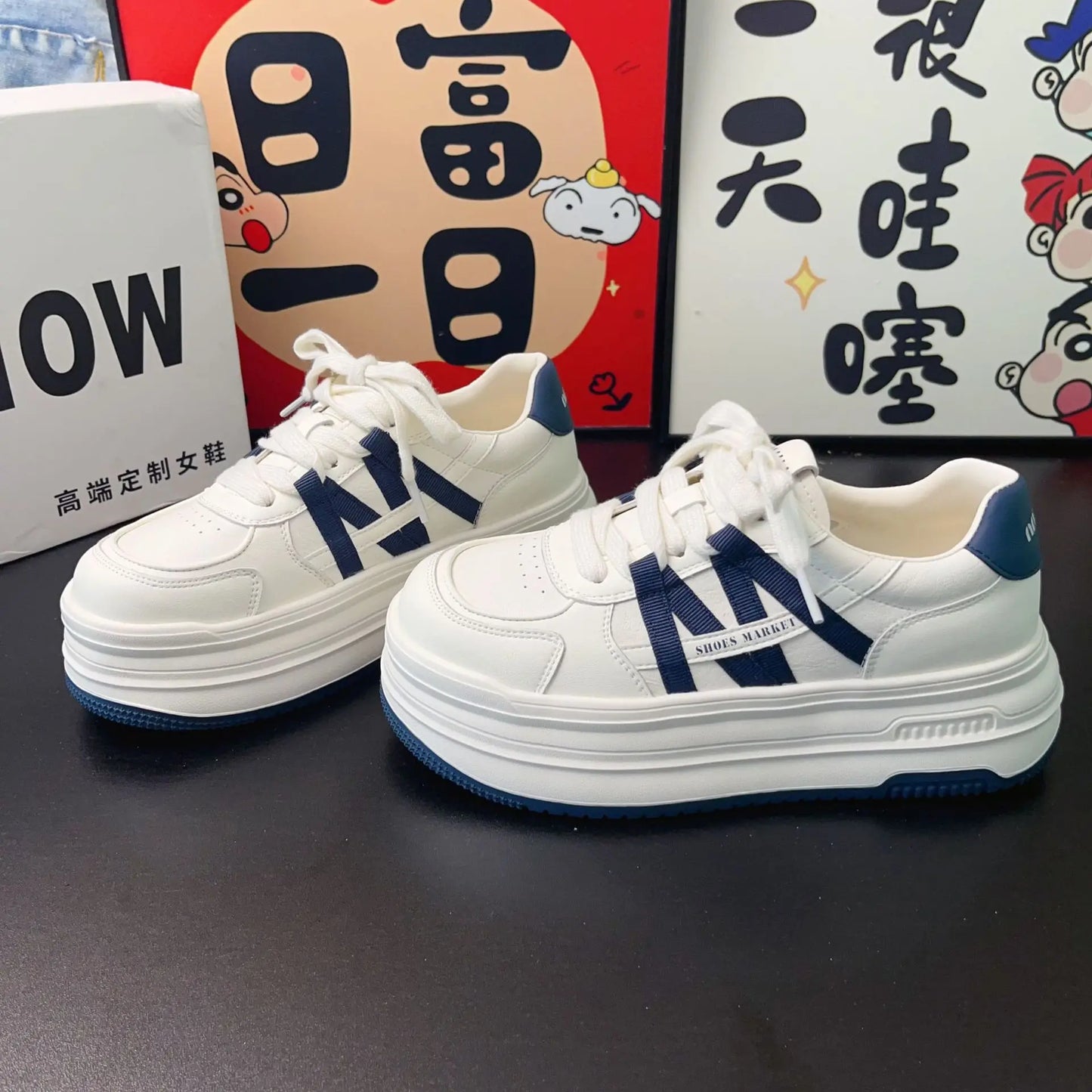 Genuine leather thick-soled height-enhancing white shoes for women platform shoes versatile cowhide women's sneakers casual shoe