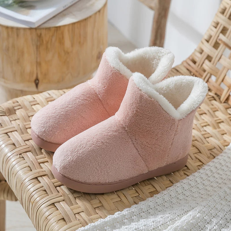 TZLDN Winter Warm Shoes Woman Men Indoor Slippers Soft Plus Couples Home Floor Snow Boots Anti-slip Female House Footwear