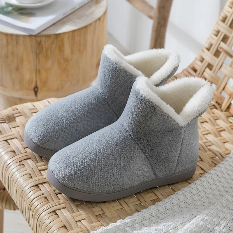 TZLDN Winter Warm Shoes Woman Men Indoor Slippers Soft Plus Couples Home Floor Snow Boots Anti-slip Female House Footwear
