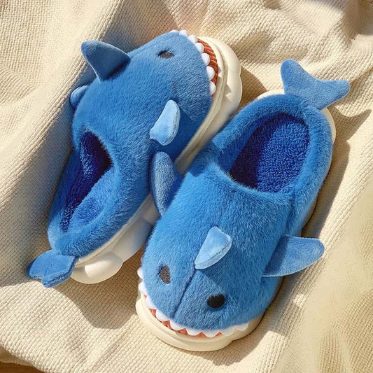 Cloudy Sharks Slipper Shark Plush Slippers Winter Shoes Plush Slides Loafers Winter Fluffy Slippers Soft Animals