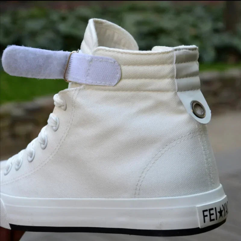 Canvas Men Shoes High Top White Shoe 2025 Summer New Mens Sneakers Fashion Breathable Canvas Sneakers Non-slip Flat Casual Shoes