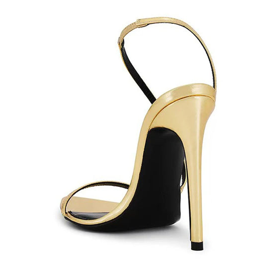 Liyke Summer Fashion Open Toe Slip On Back Strap Designer Sandals Women Gold High Heels Wedding Banquet Shoes Zapatos De Mujer