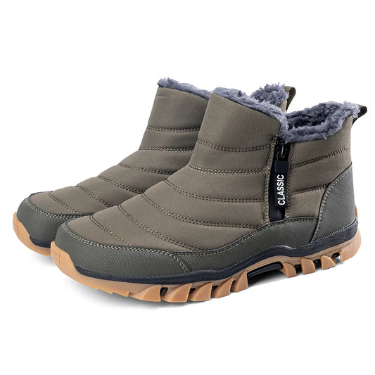 Men’s Heavy-Duty Winter Footwear, Labor Day Camping, Waterproof Faux Fur, Skiing Ready, Comfortable for Hiking