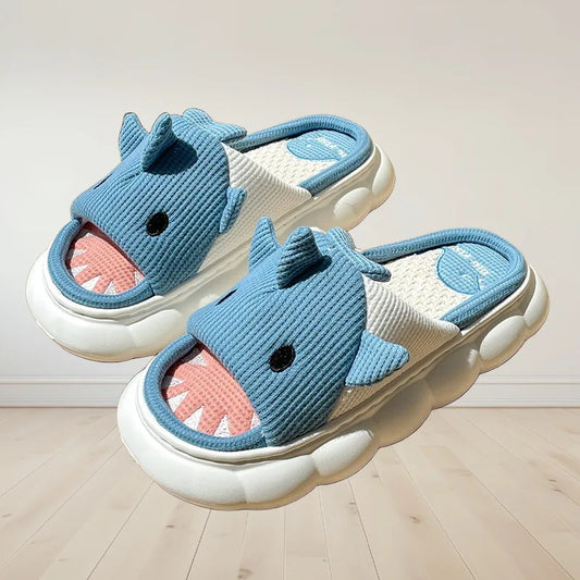 Home Linen Slipper for Women Cute Bunny Clouds Flip Flops Female Design Cozy Shoes Slides Four Season Platform Couples Sandals