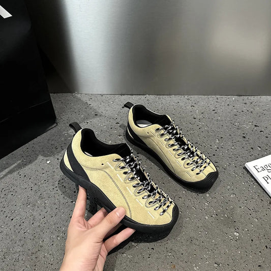 Autumn New Leather Hiking Shoes Women's Non-slip Ugly Cute Outdoor Platform Sports Casual Tooling Sneakers Lace-up