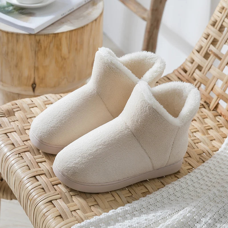 TZLDN Winter Warm Shoes Woman Men Indoor Slippers Soft Plus Couples Home Floor Snow Boots Anti-slip Female House Footwear