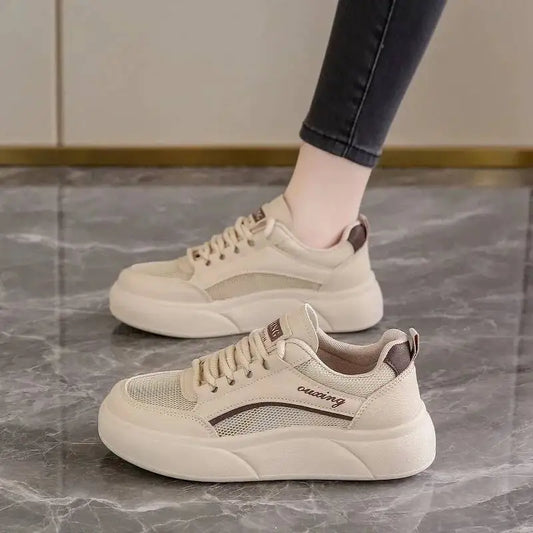 Casual Sneakers Women 2025 Summer New Women Breathable Hollow Out Mesh Shoes Versatile Thick Soled Sports Shoes Casual Sneakers