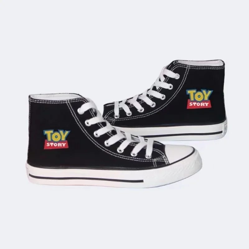 Buzz Lightyear Woody Lotso new plus size High Top Canvas Shoes Man Sneakers 2025 autumn Student Cartoon women girl Casual Shoes