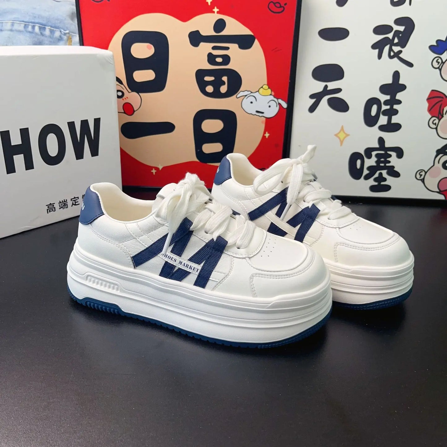 Genuine leather thick-soled height-enhancing white shoes for women platform shoes versatile cowhide women's sneakers casual shoe