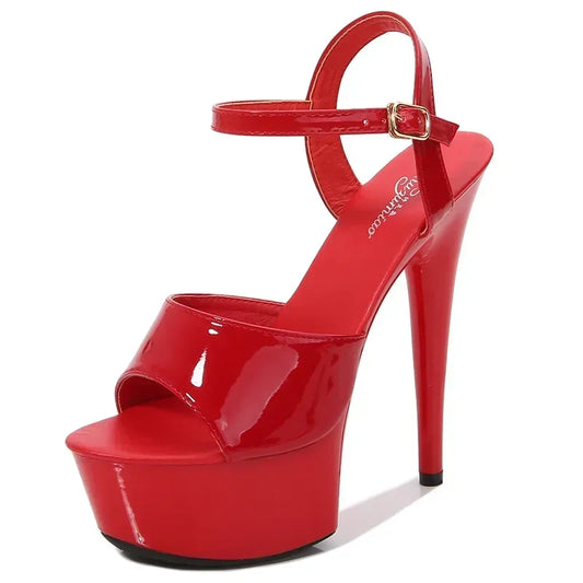 2025 Mclubgirl Fashion Women 15CM Super High Heels Sandals Beautiful High-heeled Shoes Sexy Black Waterproof 15cm LFD