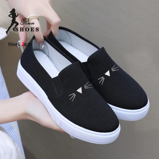 Autumn New Women Canvas Shoes Daily Routine Flat Footwear Student Low Cut Soft Anti Slip Sole Casual Vulcanized Zapatillas Mujer