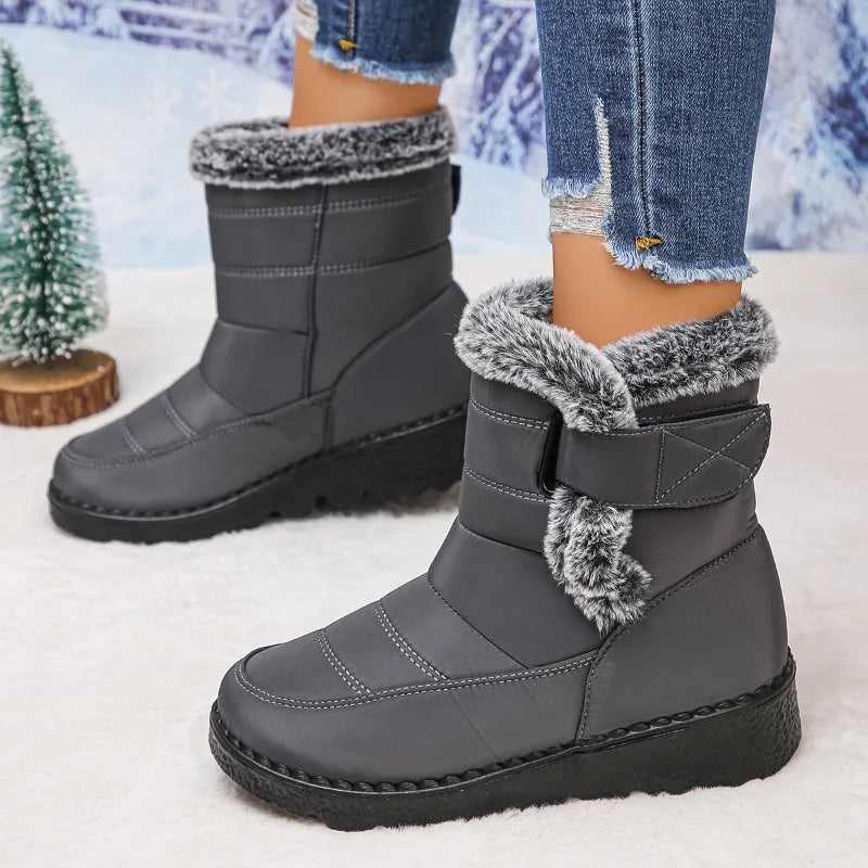 2025  Women's Snow Boots Large Size Cotton Fleece Lined Thick Long Tube Cold Resistant Warm Boots Shoe Female Footwear