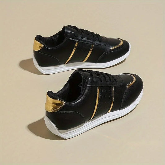 new arrival sneakers for women's vulcanize shoes black golden sports casual designer shoes for woman white trainers