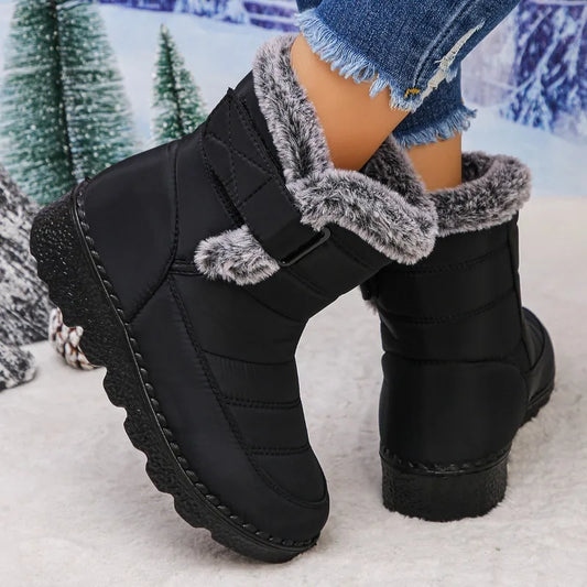 2025  Women's Snow Boots Large Size Cotton Fleece Lined Thick Long Tube Cold Resistant Warm Boots Shoe Female Footwear