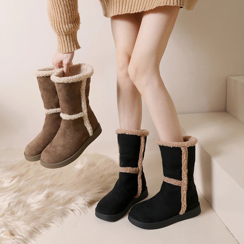 Lolita Boots Round Toe Plush Sexy Thigh High Heels High Sexy Boots-Women Winter Footwear Shoes Australia Elegant Fur Over-the-K
