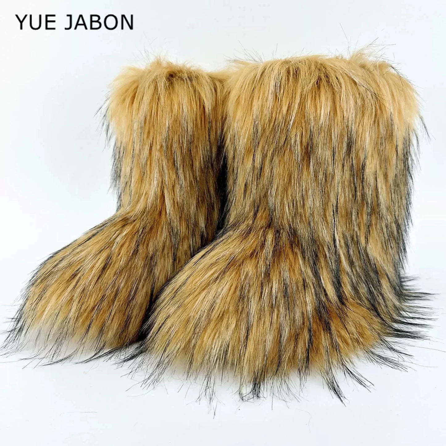 Brown Pink Women's Winter Fluffy Faux Fox Fur Boots Woman Plush Warm Snow Short Boots Luxury Footwear Girls' Furry Fur Booties