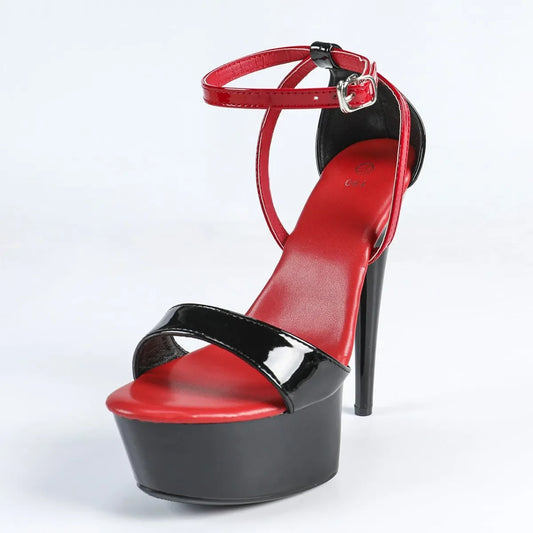 Patent Leather 15CM High Heels Thin Heels Sexy  High Super High Sandals Women's Summer