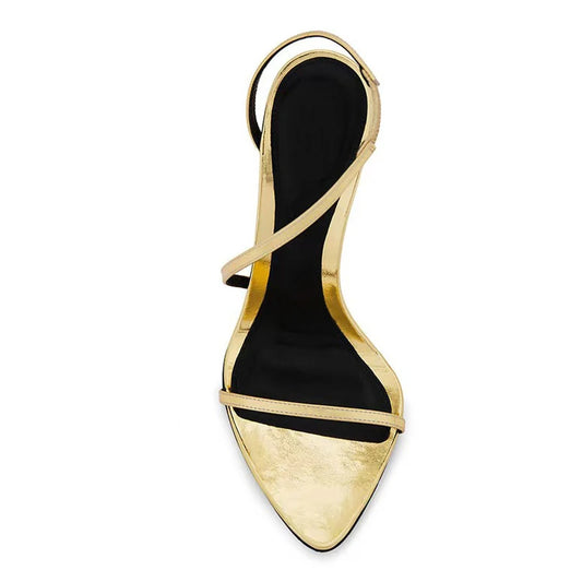 Liyke Summer Fashion Open Toe Slip On Back Strap Designer Sandals Women Gold High Heels Wedding Banquet Shoes Zapatos De Mujer