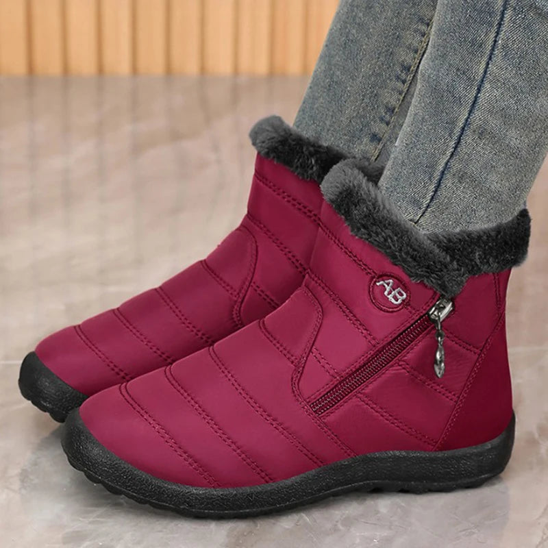Women's Boots Women's Ankle Boots With Fur Winter Shoes Women Low Heels Winter Boots Snow Waterproof Botas Mujer Winter Footwear