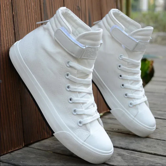 Canvas Men Shoes High Top White Shoe 2025 Summer New Mens Sneakers Fashion Breathable Canvas Sneakers Non-slip Flat Casual Shoes