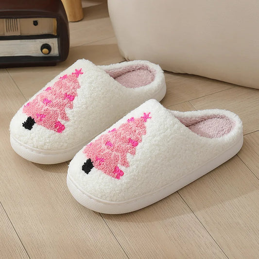 Christmas Fashion Women Slip on Platform House Slippers Casual Men Couples Printing Plus Size Shoes for Women Cotton Warm Shoes