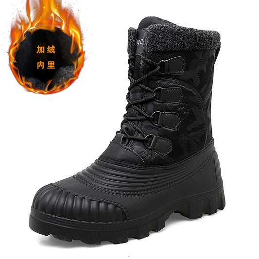 Men’s Heavy-Duty Winter Footwear, Labor Day Camping, Waterproof Faux Fur, Skiing Ready, Comfortable for Hiking