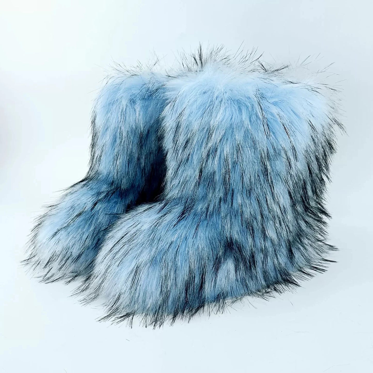 Brown Pink Women's Winter Fluffy Faux Fox Fur Boots Woman Plush Warm Snow Short Boots Luxury Footwear Girls' Furry Fur Booties