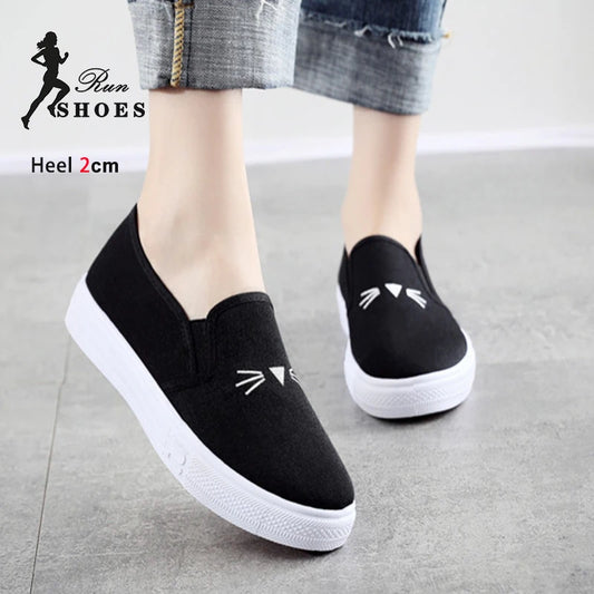 Autumn New Women Canvas Shoes Daily Routine Flat Footwear Student Low Cut Soft Anti Slip Sole Casual Vulcanized Zapatillas Mujer