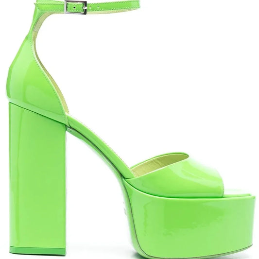 Platform Shallow Cover Heel Sandals Sexy Pointed Toe Ankle Buckle Belt Patent Leather New Arrivals Fashion Women Modern Shoes