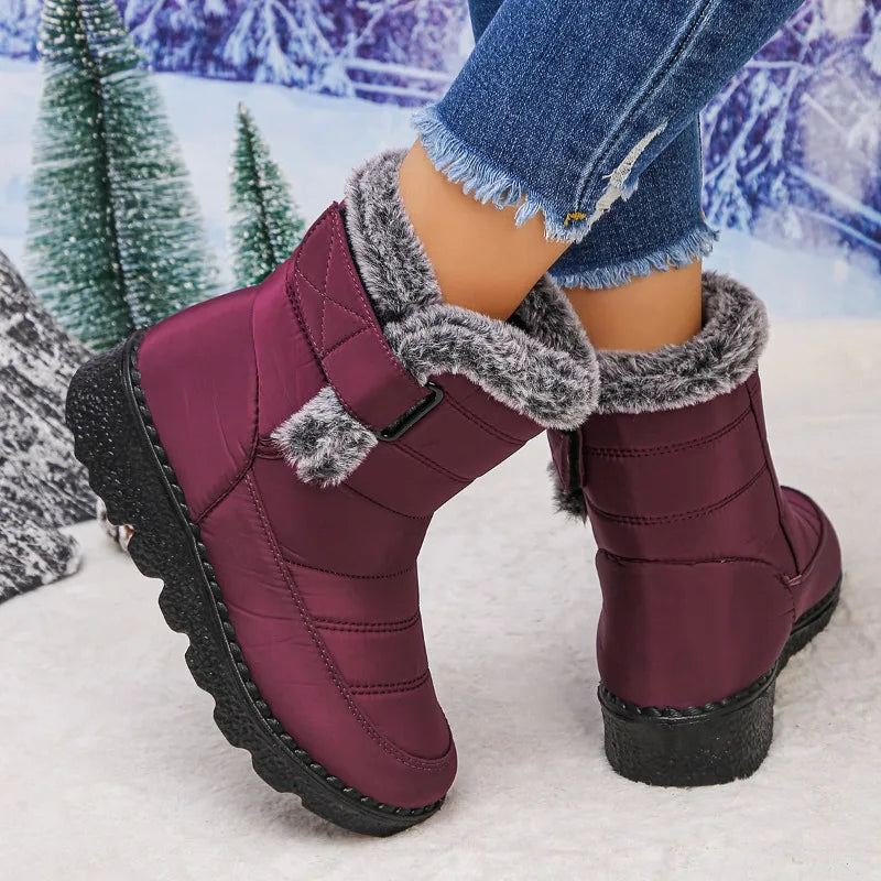 2025  Women's Snow Boots Large Size Cotton Fleece Lined Thick Long Tube Cold Resistant Warm Boots Shoe Female Footwear