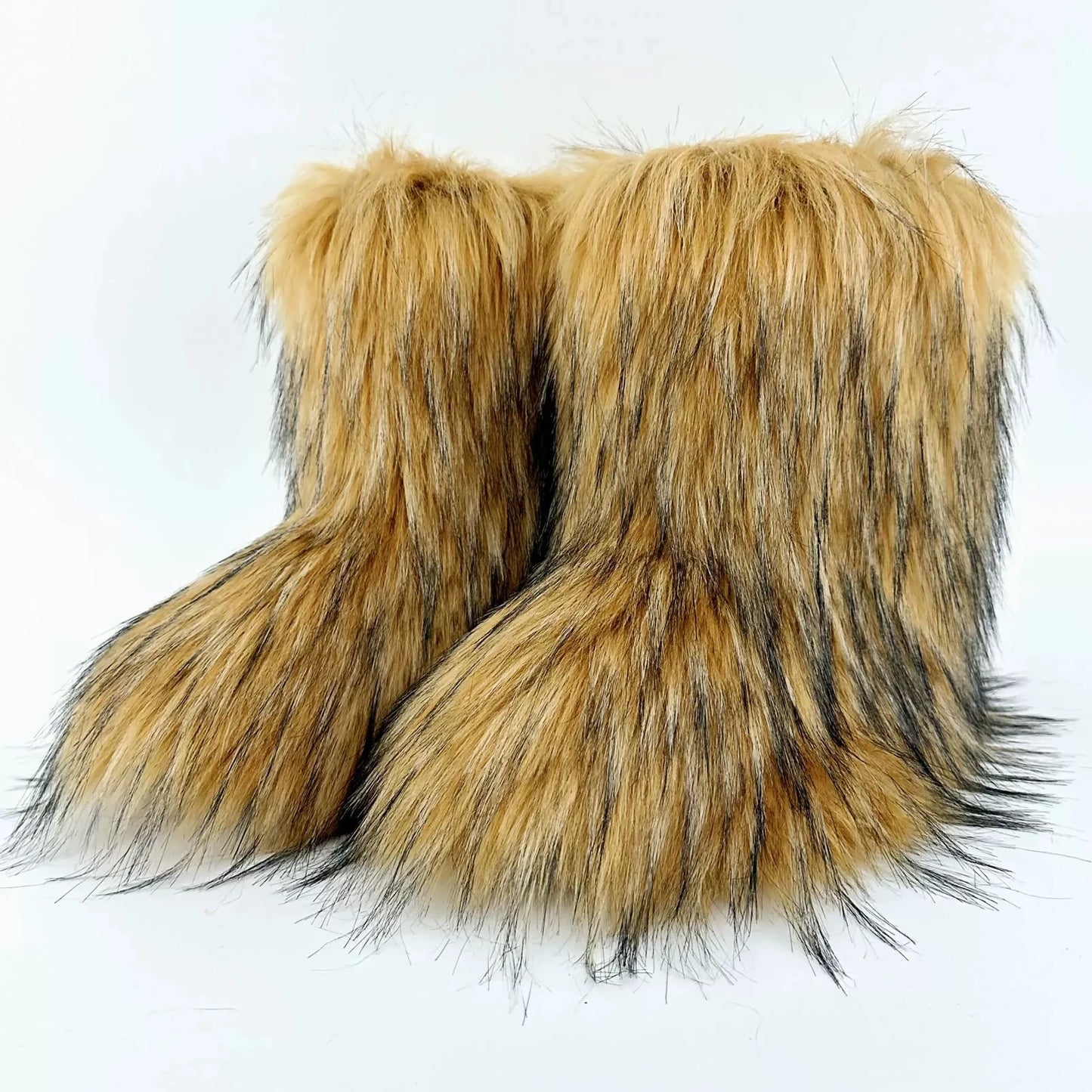 Brown Pink Women's Winter Fluffy Faux Fox Fur Boots Woman Plush Warm Snow Short Boots Luxury Footwear Girls' Furry Fur Booties