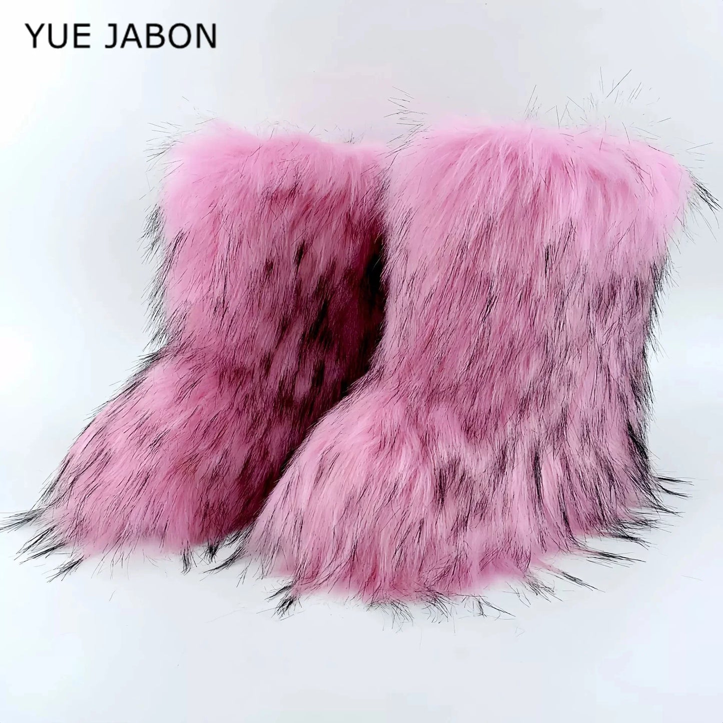 Brown Pink Women's Winter Fluffy Faux Fox Fur Boots Woman Plush Warm Snow Short Boots Luxury Footwear Girls' Furry Fur Booties