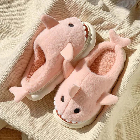 Cloudy Sharks Slipper Shark Plush Slippers Winter Shoes Plush Slides Loafers Winter Fluffy Slippers Soft Animals