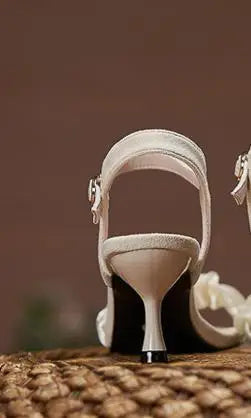 31-43 New High Heels Thin Heel Large Size Buckle Sandals Women Ribbon Fashion Black Women's Shoes