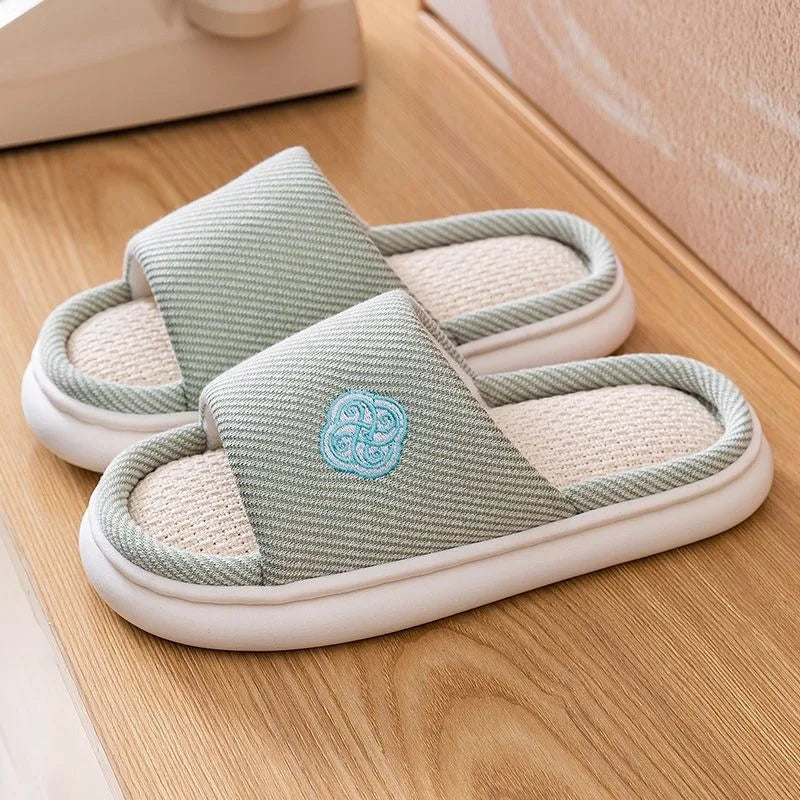 Linen Slippers Couple Spring Autumn Breathable Anti Slip Home Slippers Men's Indoor Platform Cotton Linen Women's Floor Slippers