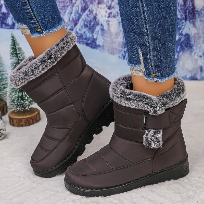 2025  Women's Snow Boots Large Size Cotton Fleece Lined Thick Long Tube Cold Resistant Warm Boots Shoe Female Footwear