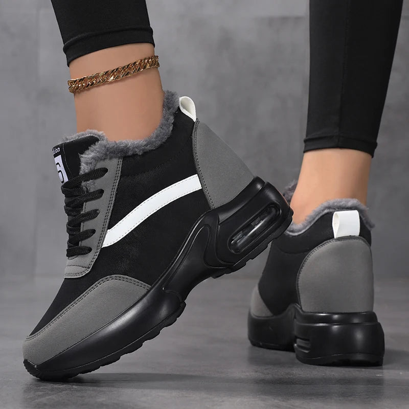 Women's Wedge  Sneakers Platform Air Cushion Casual Inner Heightening Breathable White  Walking ShoesWinter velvet insulation