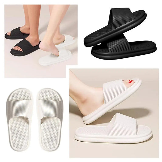 Thick-soled Cooling Slippers Household Anti-slip Ultra-soft Breathable Slippers Unisex Bathroom Couple Type Cooling Flip-flops