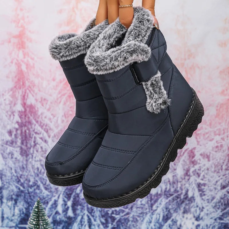 2025  Women's Snow Boots Large Size Cotton Fleece Lined Thick Long Tube Cold Resistant Warm Boots Shoe Female Footwear