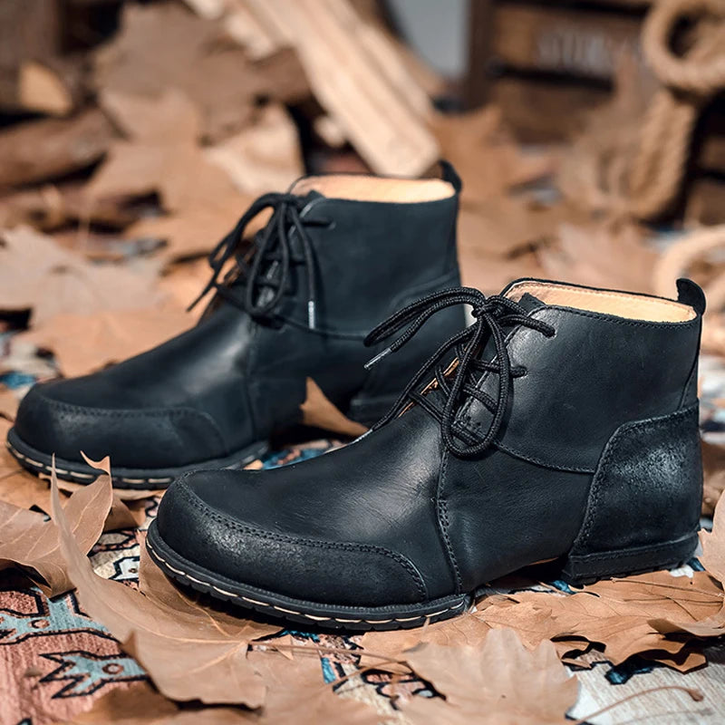 Autumn winter shoes Western cowboy boots Men Non-slip leather boots Male Ankle boots Wear resistant Male shoes adult footwear